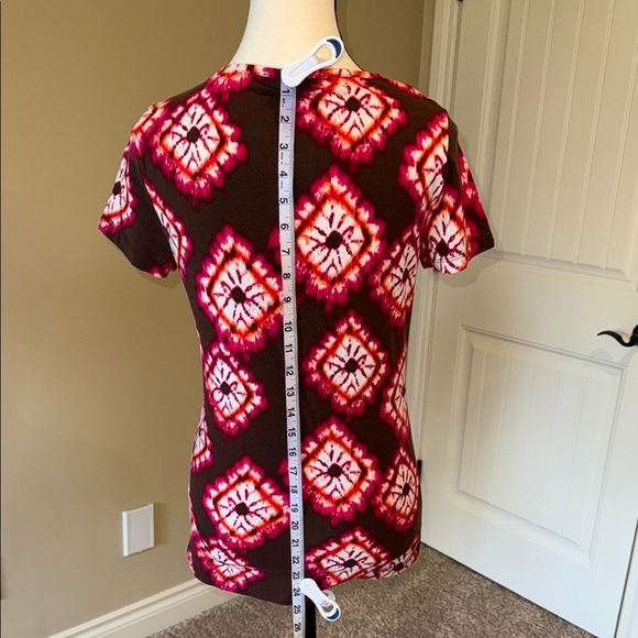 Jones New York Women's Pink and Brown Tie Dyed Patterned Top t shirt - Picture 4 of 9